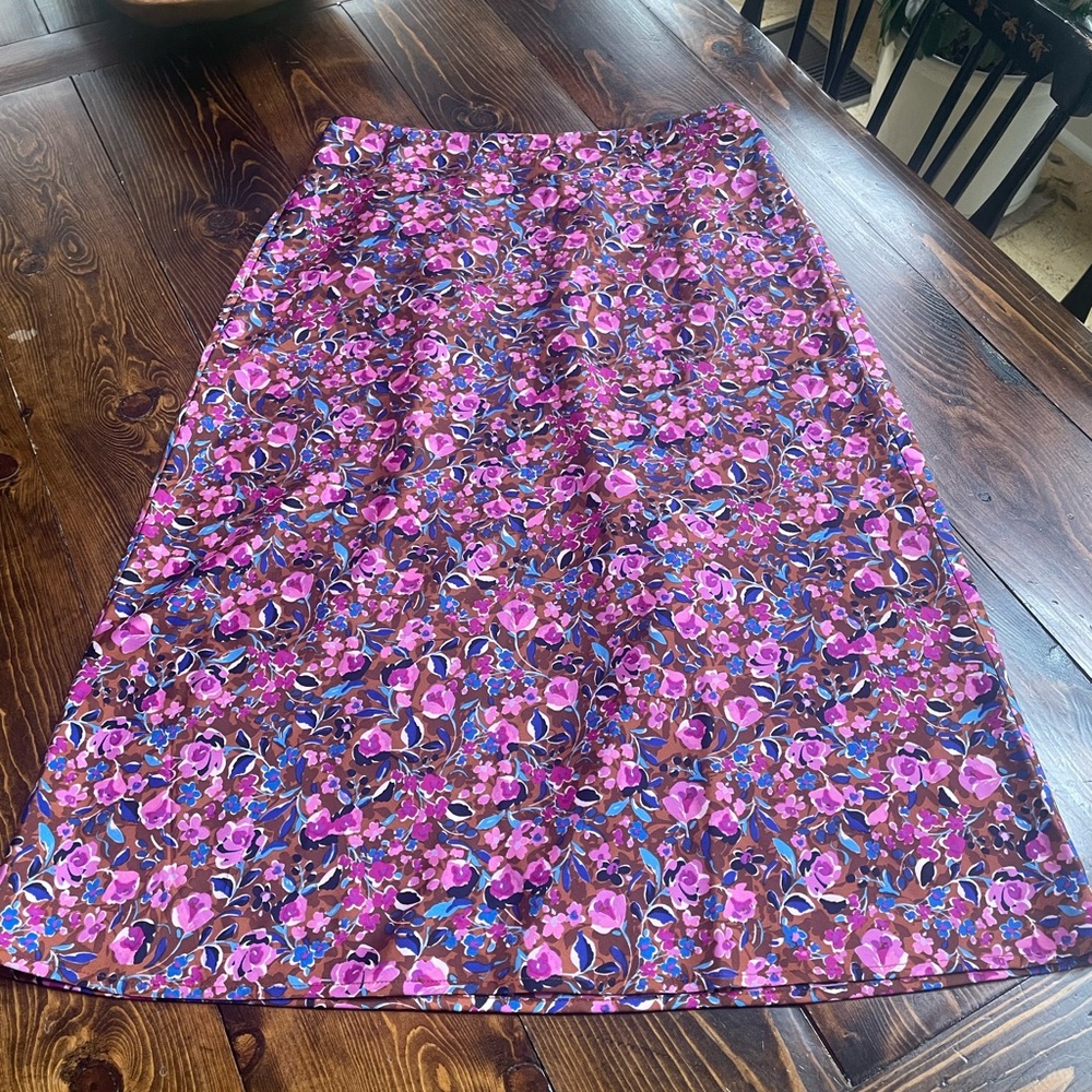 J. Crew Floral Skirt in Pink and Purple